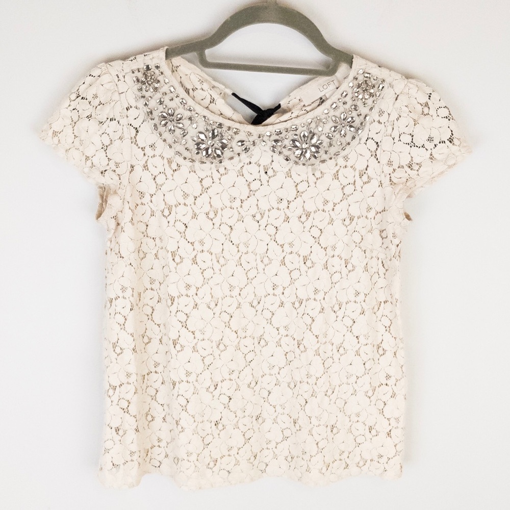 Loft Lace Embellished Top Sz XXSP